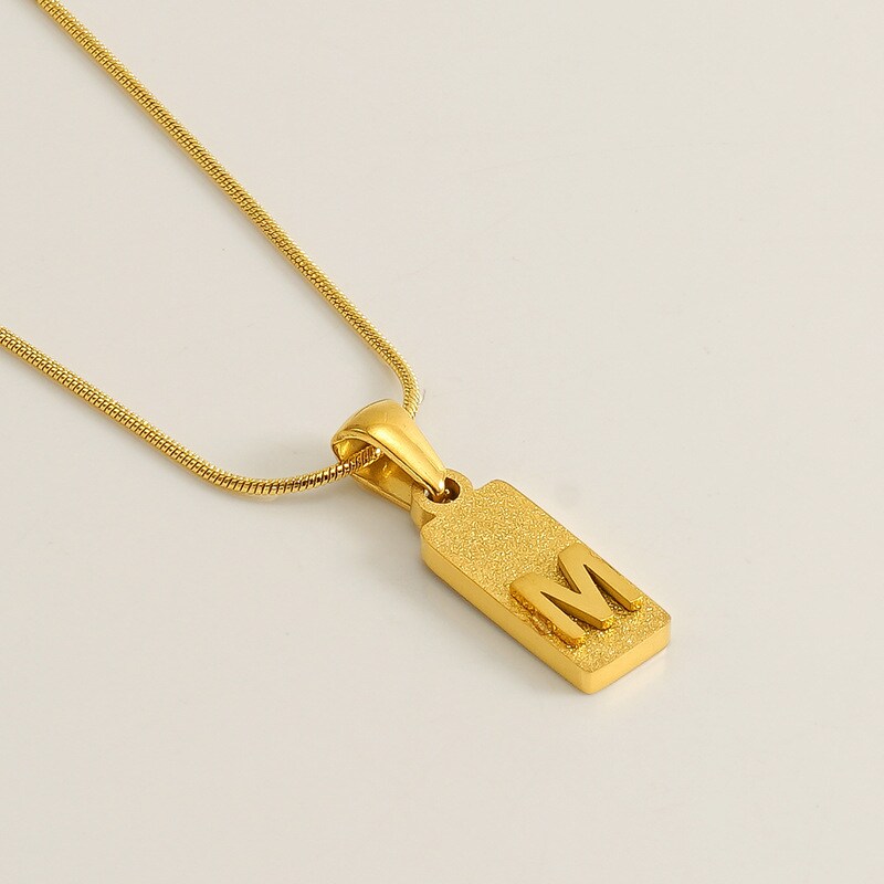 Gold color / 1 Piece Simple Series Hip-Pop/Rock Letter M Stainless Steel 18K Gold Plated Unisex Pendant Necklaces Picture13